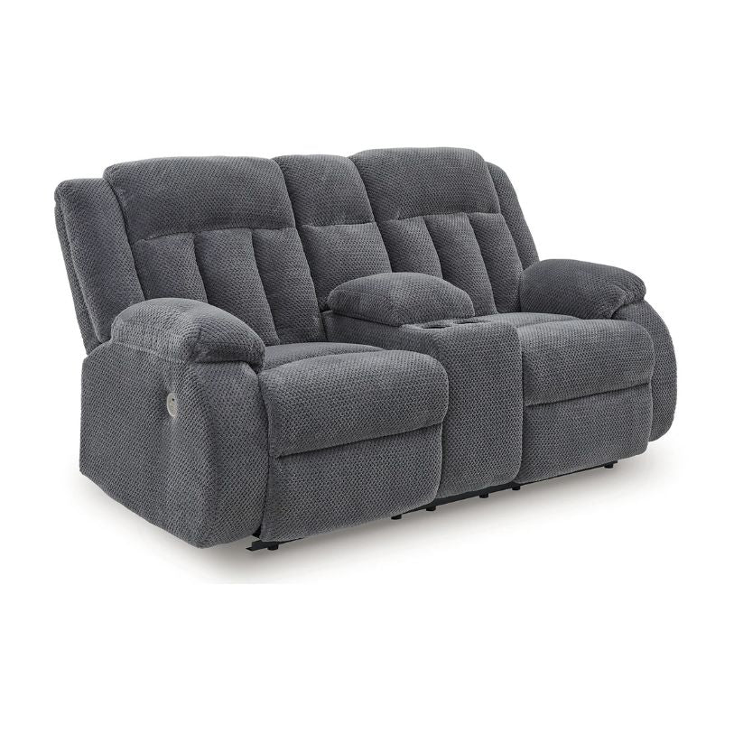 Observation - Steel - Double Reclining Power Loveseat With Console