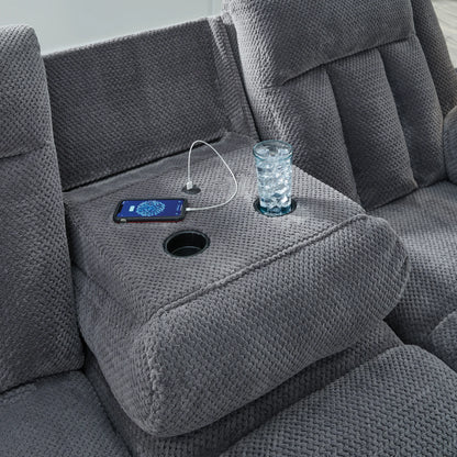 Observation - Steel - Reclining Power Sofa With Drop Down Table
