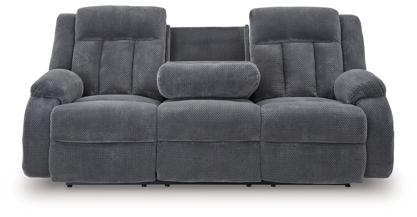 Observation - Steel - Reclining Power Sofa With Drop Down Table