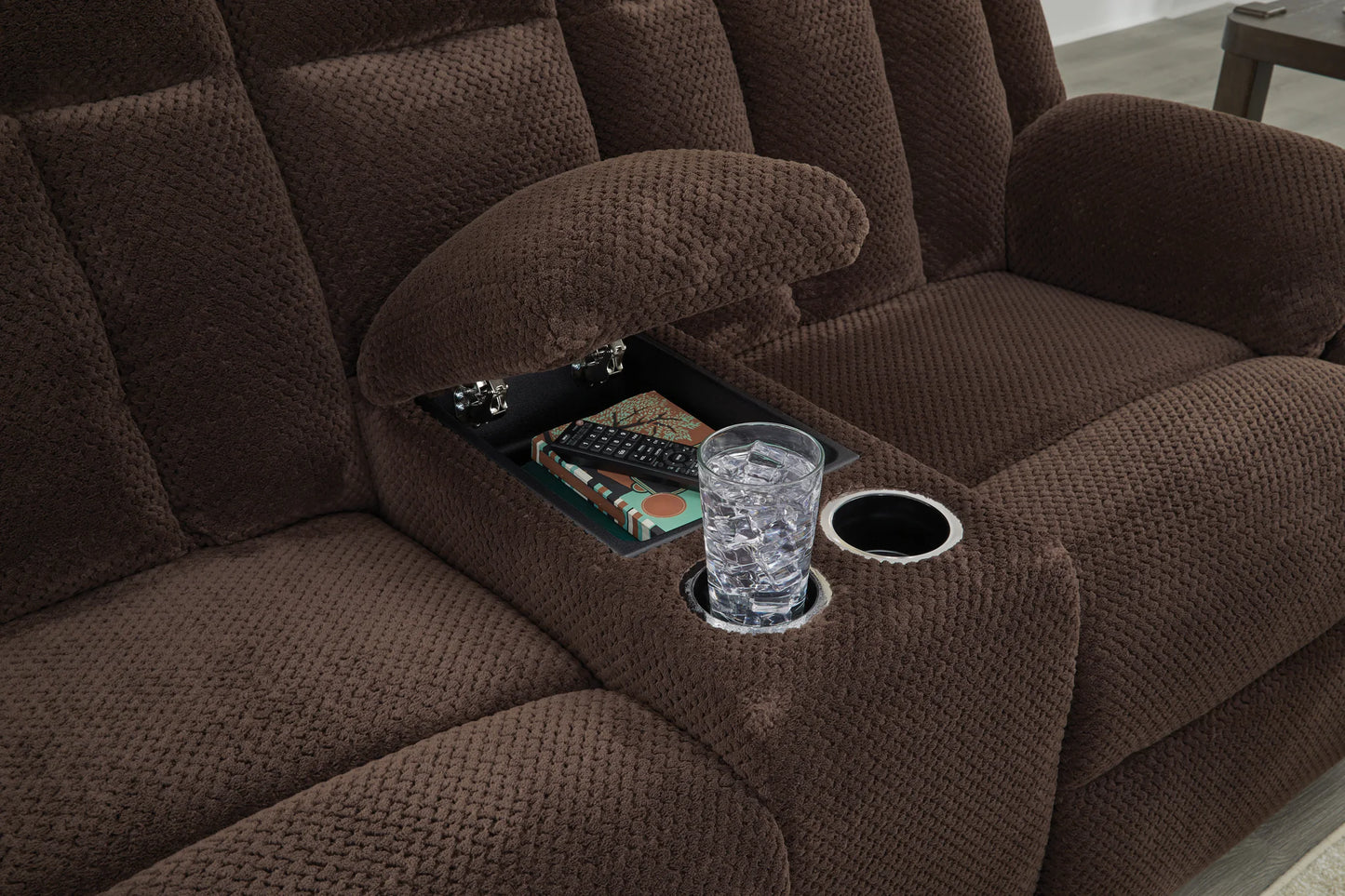 Free Wake - Chocolate - Double Relcining Power Loveseat With Console