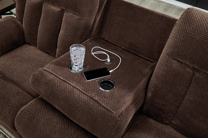 Free Wake - Chocolate - Reclining Power Sofa With Drop Down Table