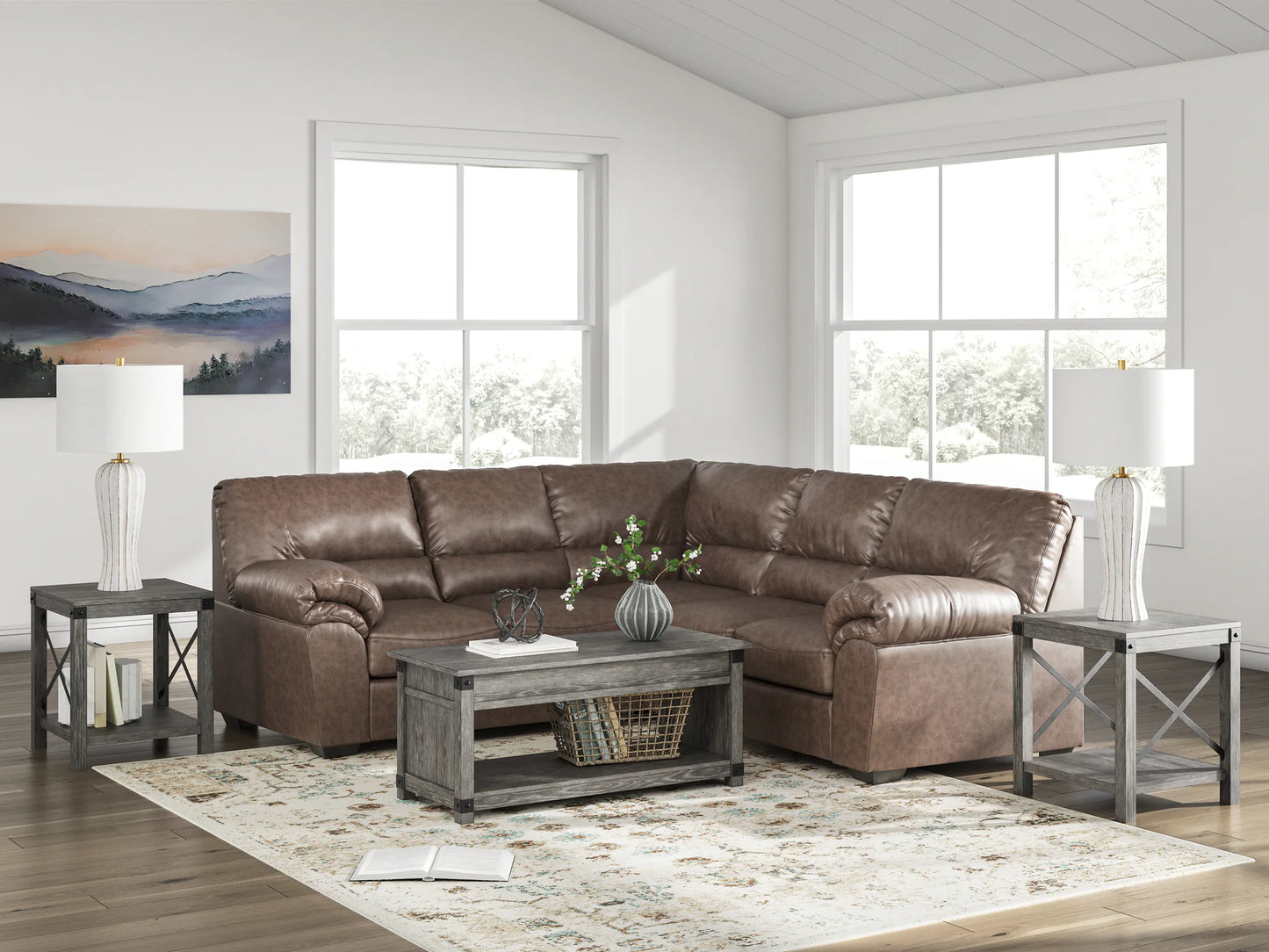 WillowBend - Umber - 2-Piece Sectional With RAF Sofa With Corner Wedge
