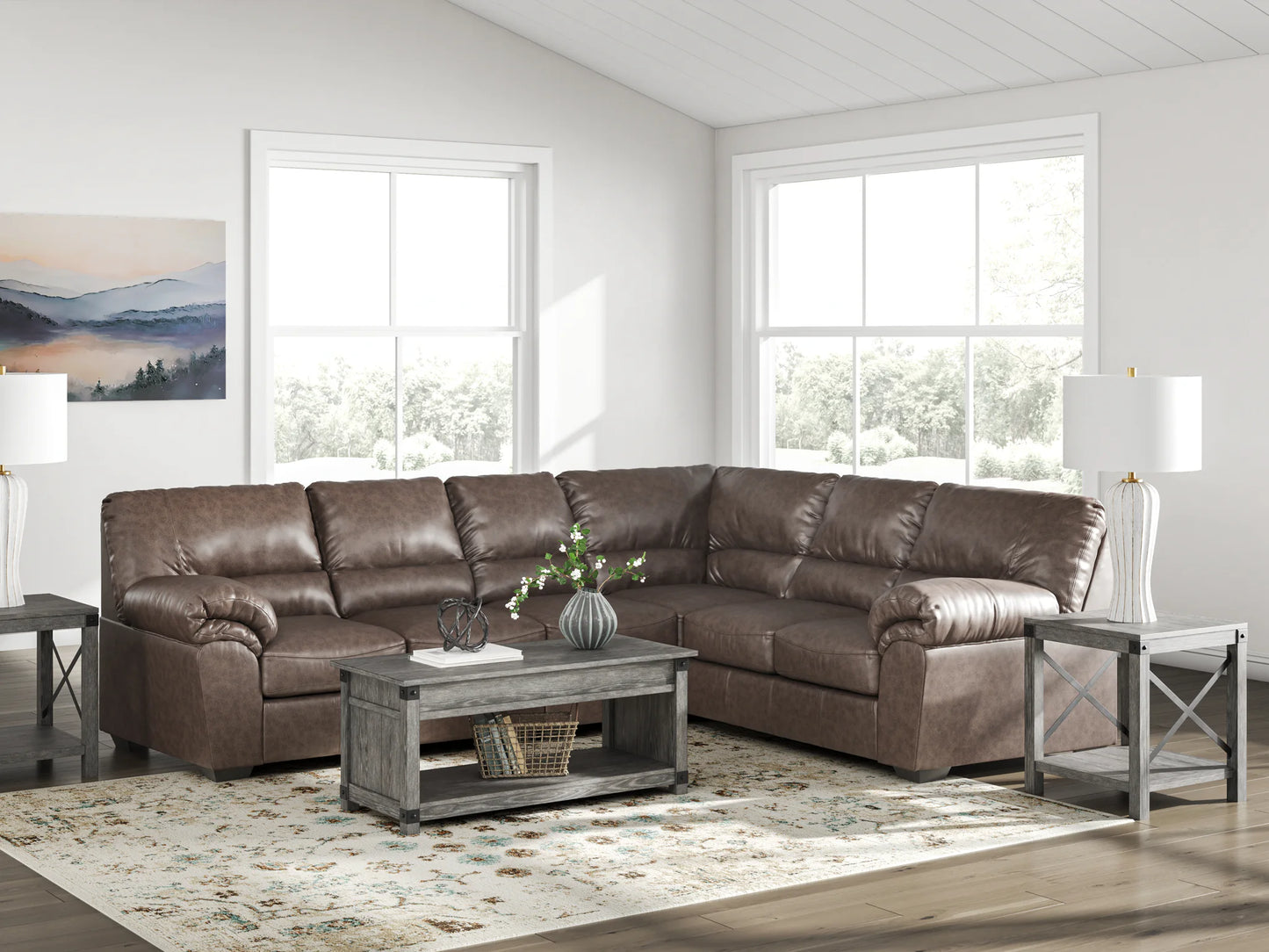 WillowBend - Umber - 3-Piece Sectional With RAF Sofa With Corner Wedge