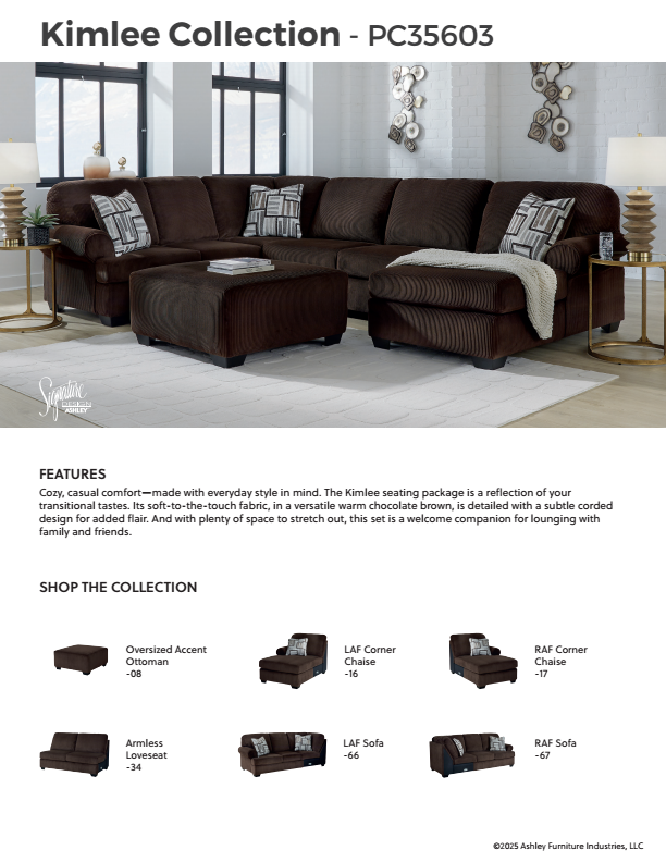 Kimlee - Chocolate - 3-Piece Sectional With LAF Chaise And RAF Sofa