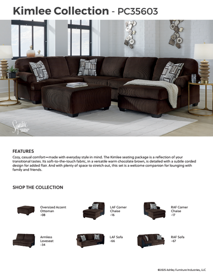 Kimlee - Chocolate - 3-Piece Sectional With LAF Chaise And RAF Sofa