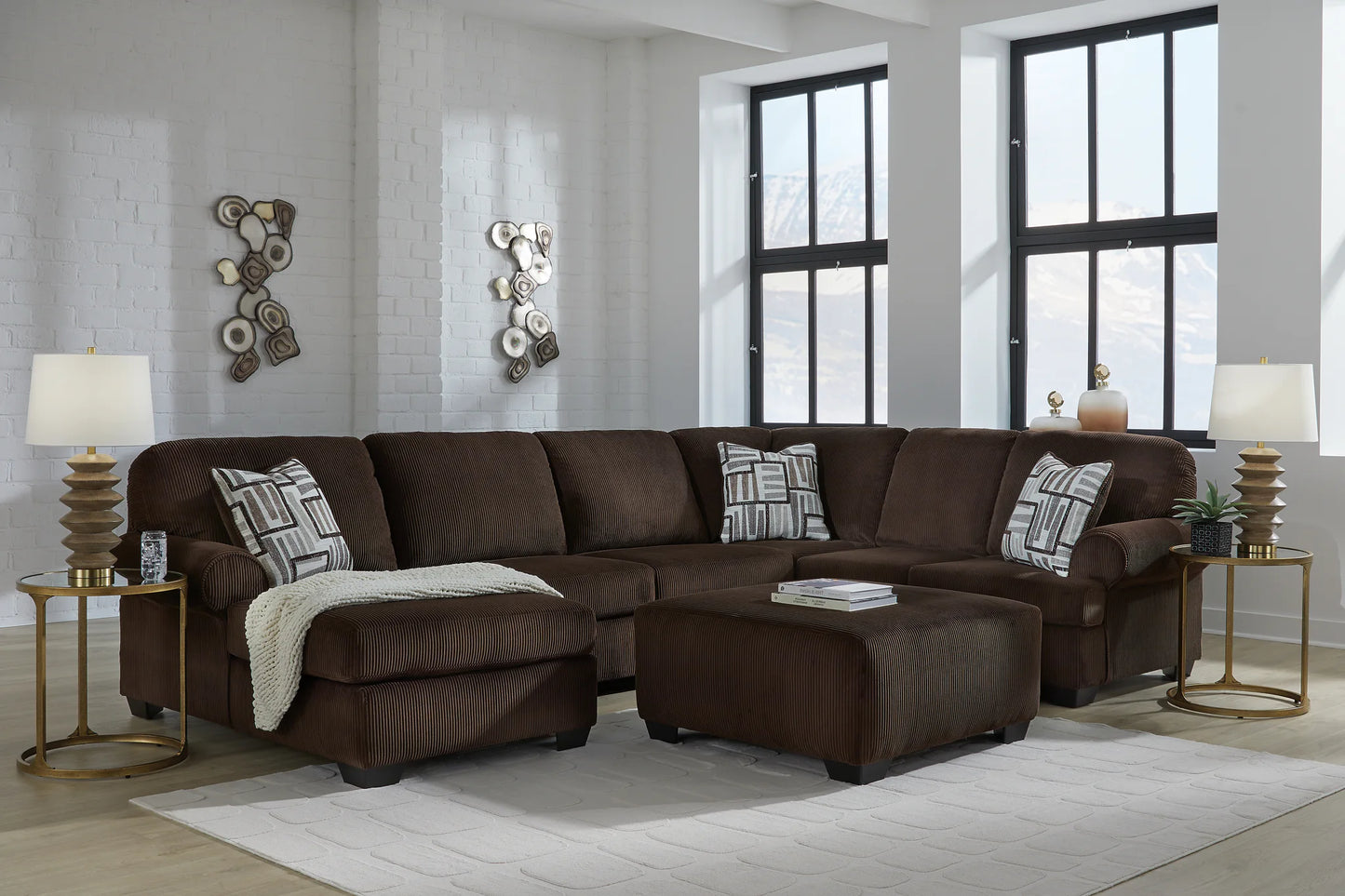 Kimlee - Chocolate - 3-Piece Sectional With LAF Chaise And RAF Sofa