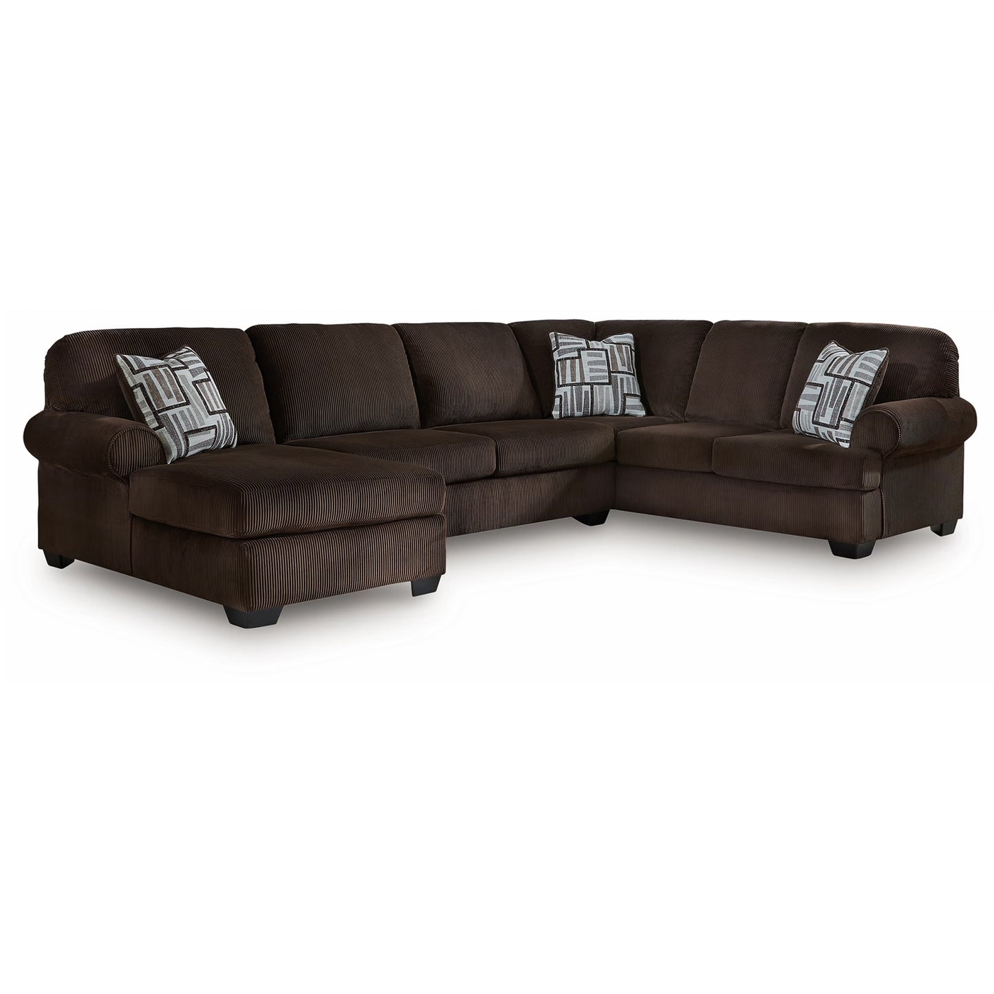 Kimlee - Chocolate - 3-Piece Sectional With LAF Chaise And RAF Sofa