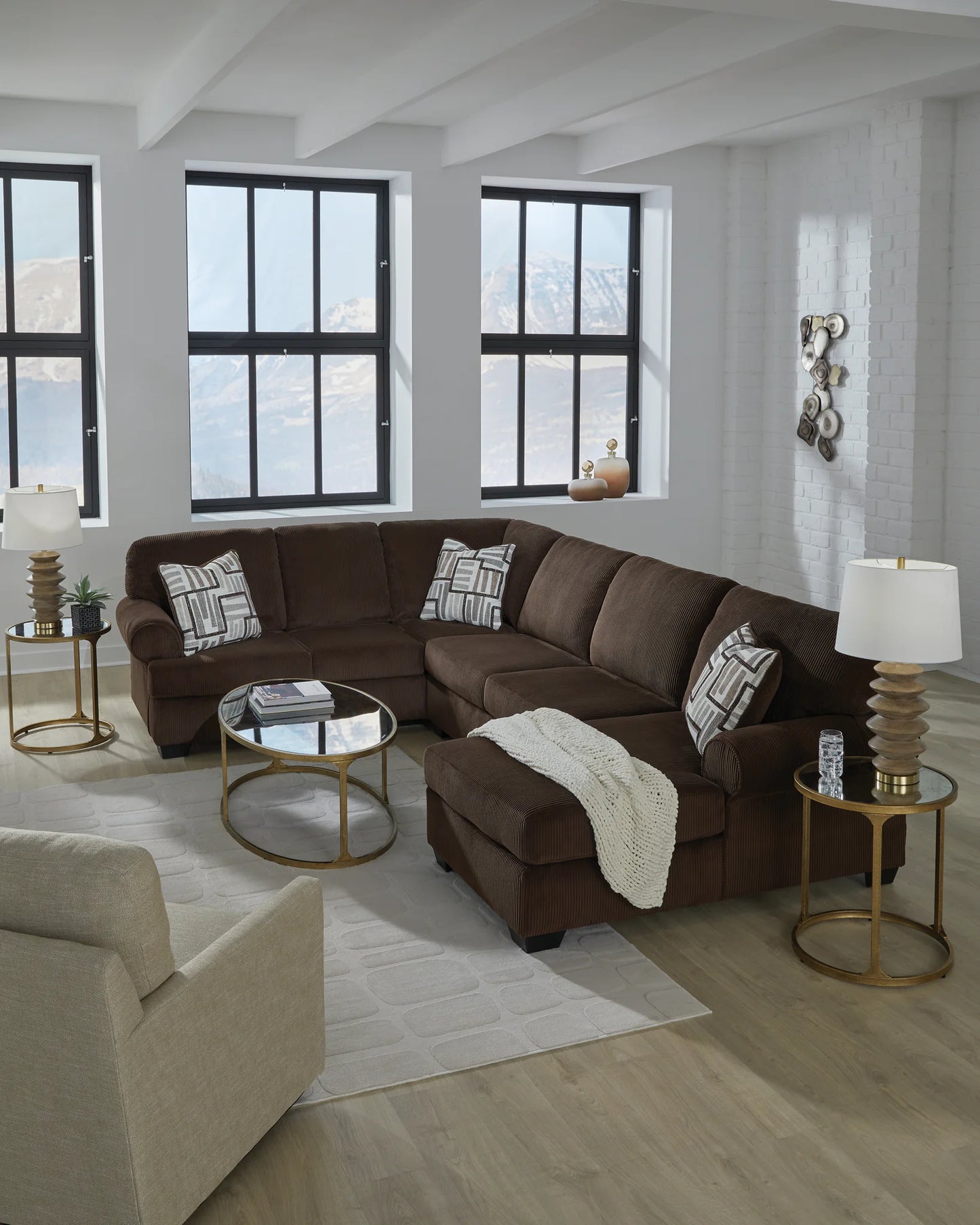 Kimlee - Chocolate - 3-Piece Sectional With RAF Chaise