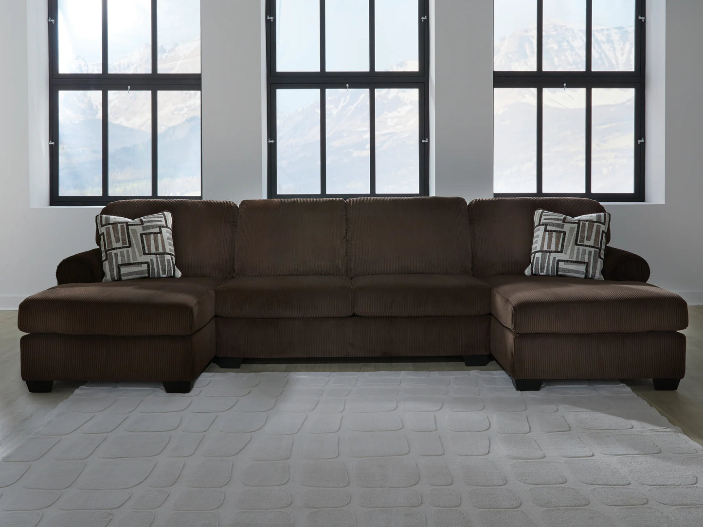 Kimlee - Chocolate - 3-Piece Sectional With Double Chaise