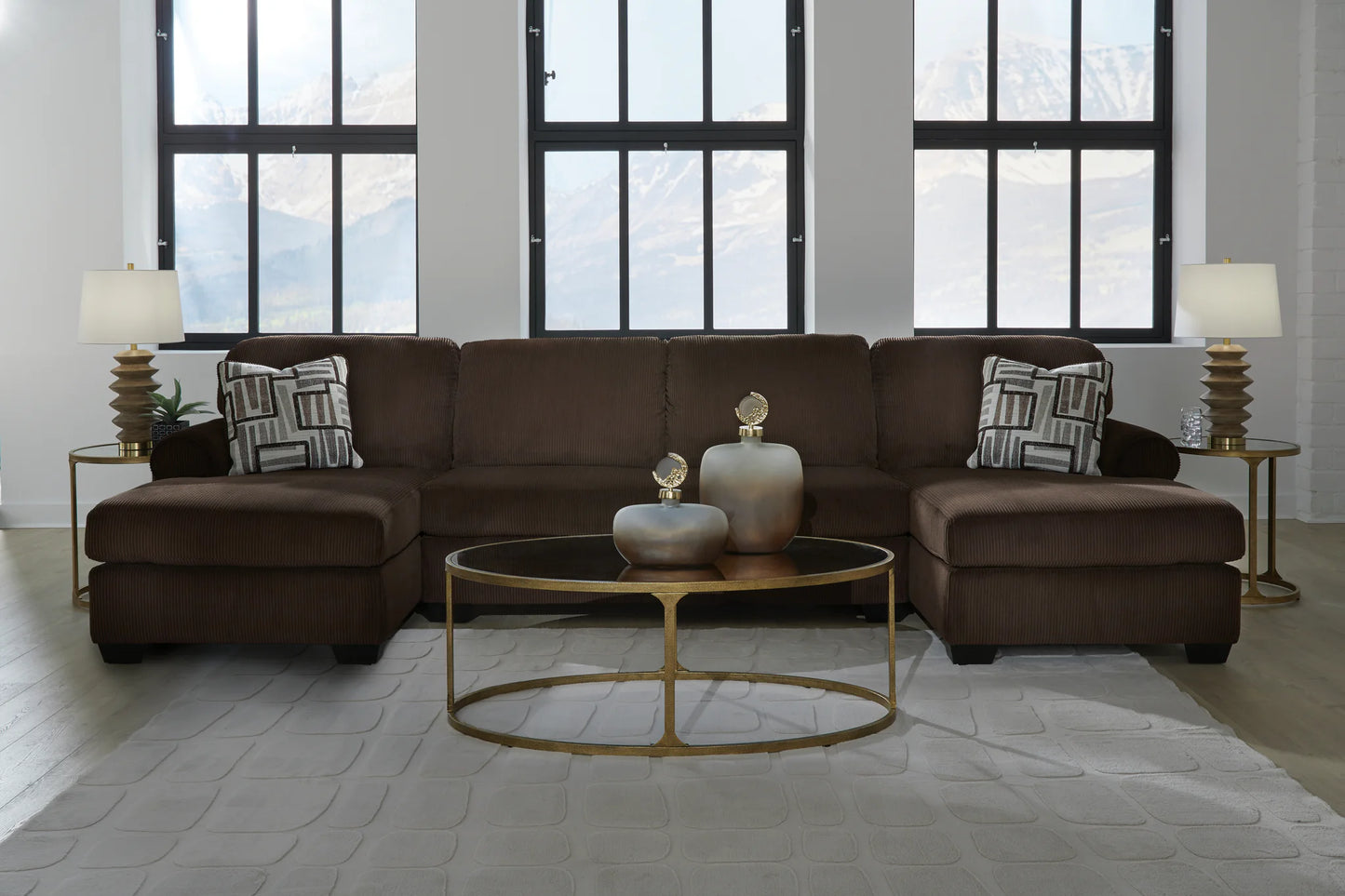 Kimlee - Chocolate - 3-Piece Sectional With Double Chaise