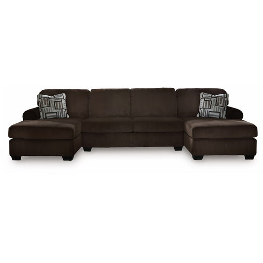 Kimlee - Chocolate - 3-Piece Sectional With Double Chaise