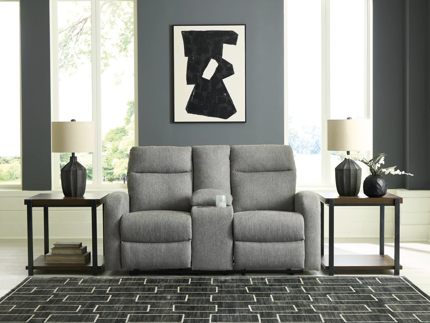 Gauntlet - Sterling - Double Recline Loveseat With Console
