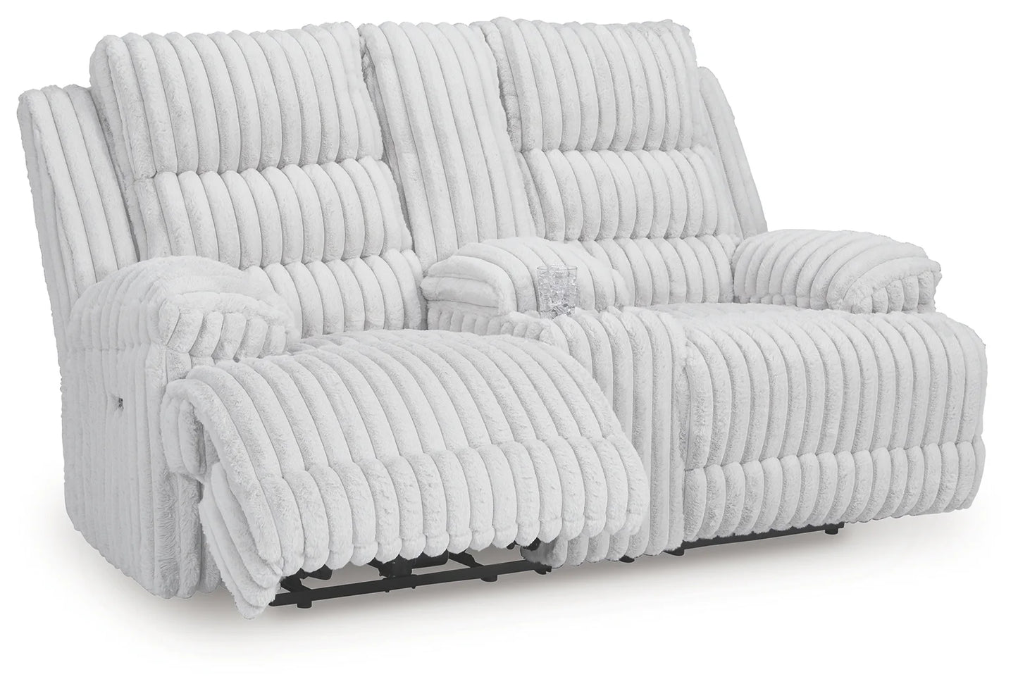 Rhines Falls - Alloy - Double Reclining Power Loveseat With Console