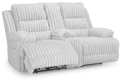 Rhines Falls - Alloy - Double Reclining Power Loveseat With Console