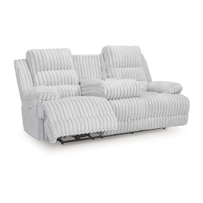 Rhines Falls - Alloy - Reclining Power Sofa With Drop Down Table
