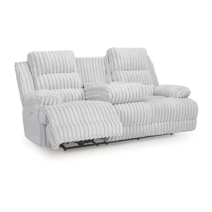 Rhines Falls - Alloy - Reclining Power Sofa With Drop Down Table