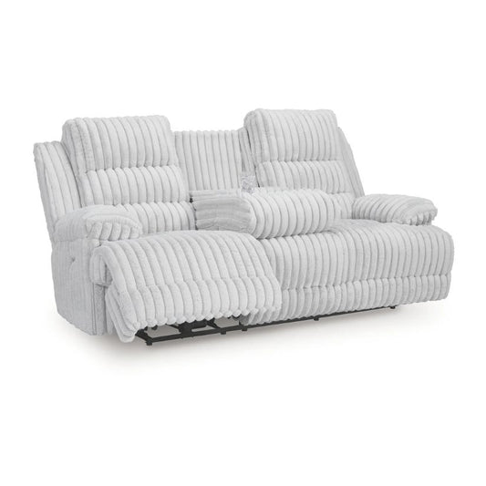 Rhines Falls - Alloy - Reclining Power Sofa With Drop Down Table