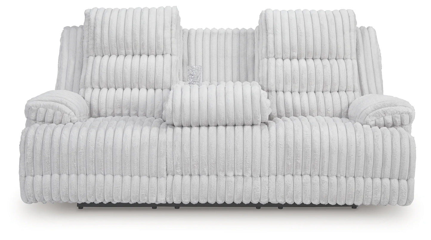 Rhines Falls - Alloy - Reclining Power Sofa With Drop Down Table