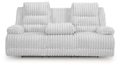 Rhines Falls - Alloy - Reclining Power Sofa With Drop Down Table