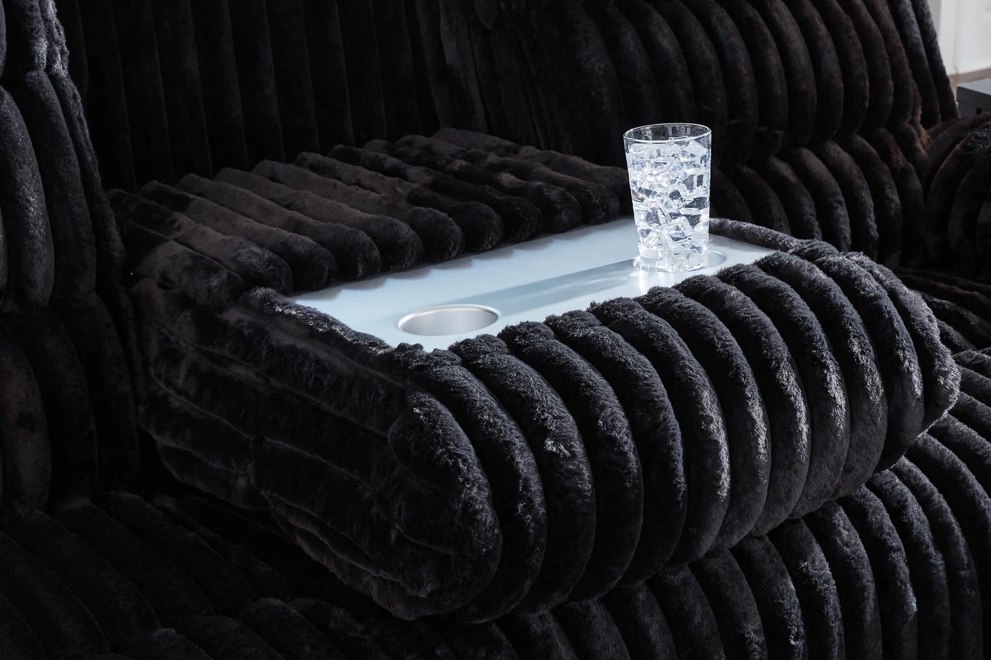 Rhine Falls - Onyx - Reclining Power Sofa With Drop Down Table