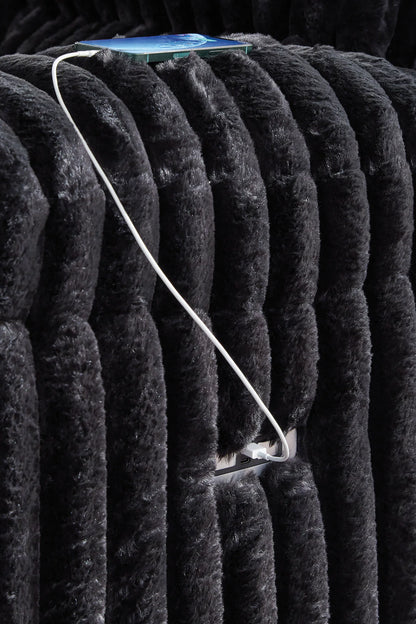 Rhine Falls - Onyx - Reclining Power Sofa With Drop Down Table