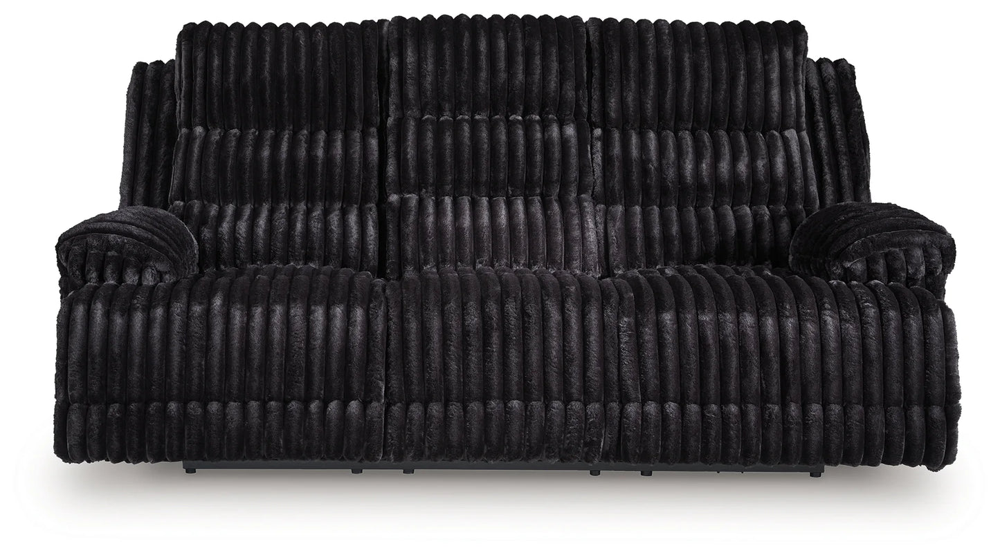 Rhine Falls - Onyx - Reclining Power Sofa With Drop Down Table