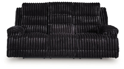 Rhine Falls - Onyx - Reclining Power Sofa With Drop Down Table