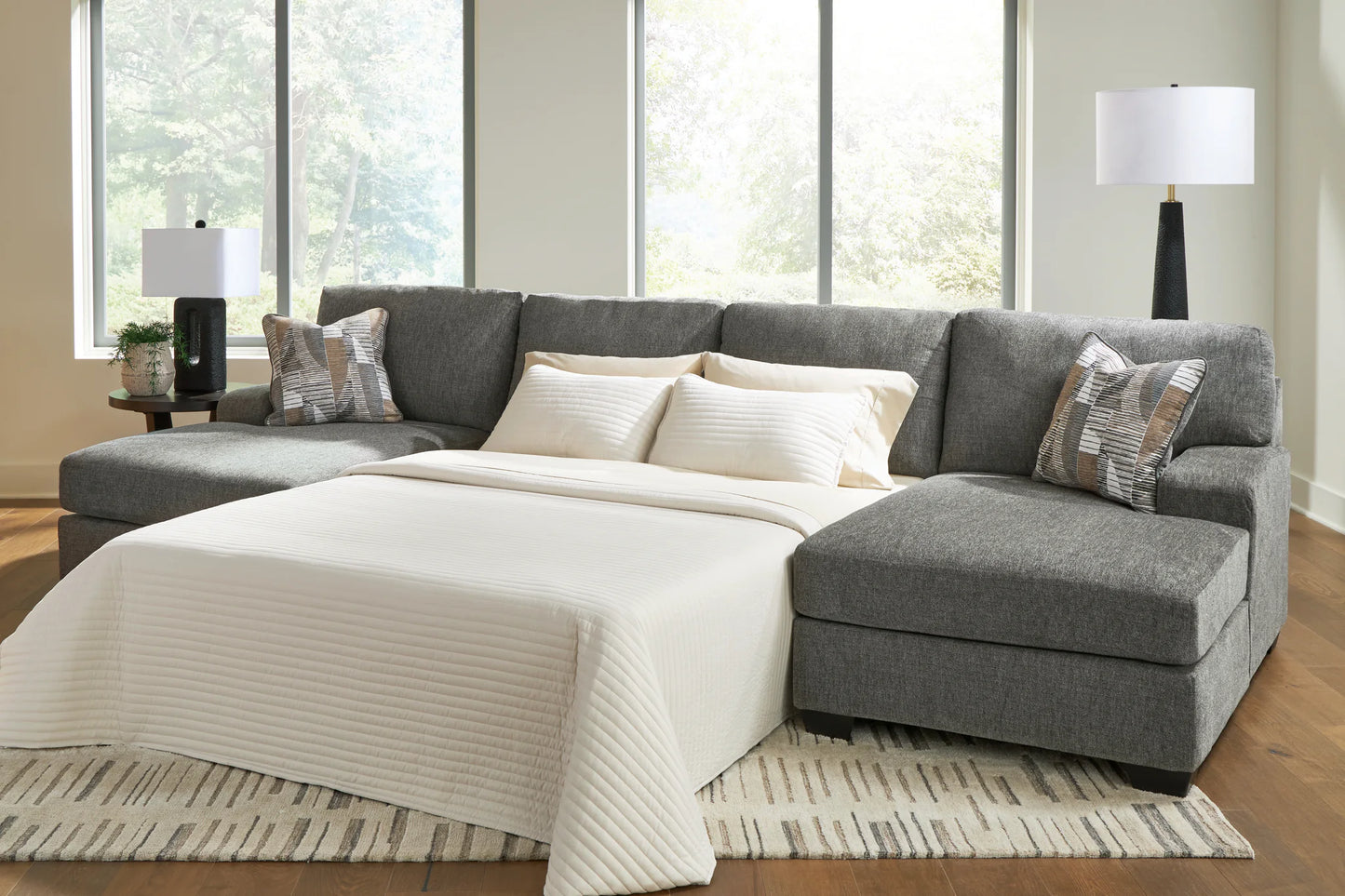 Clarington - 3-Piece Sleeper Sectional With RAF And LAF Chaises - Greystone