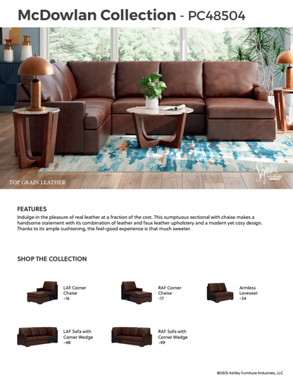 McDowlan - 3-Piece Sectional With Double Chaise - Coffee