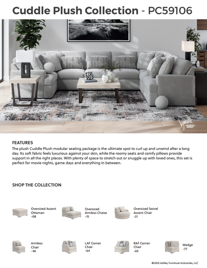 Cuddle Plush - Arctic - 5-Piece Sectional