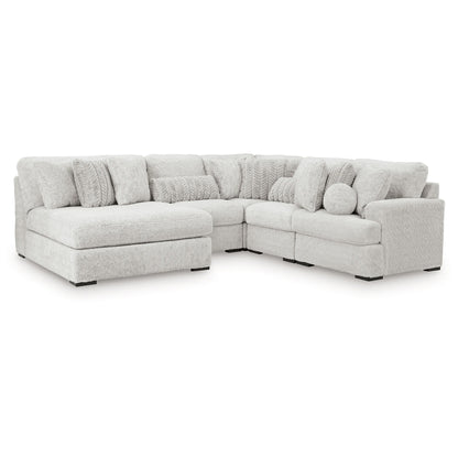Cuddle Plush - 5-Piece Sectional With Armless Chaise And RAF Corner Chair - Arctic