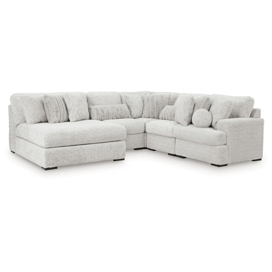 Cuddle Plush - 5-Piece Sectional With Armless Chaise And RAF Corner Chair - Arctic