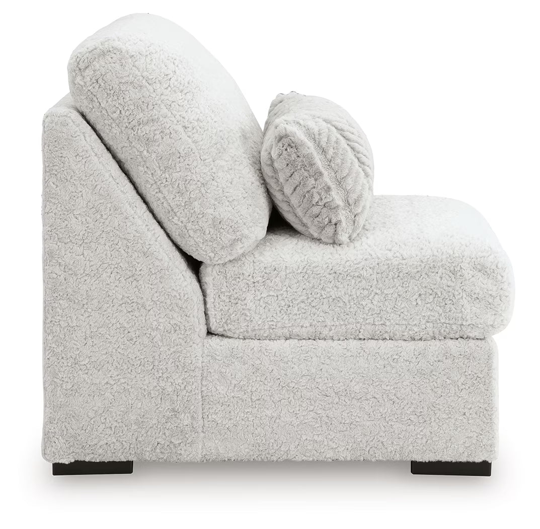 Cuddle Plush - 5-Piece Sectional With Armless Chaise And RAF Corner Chair - Arctic