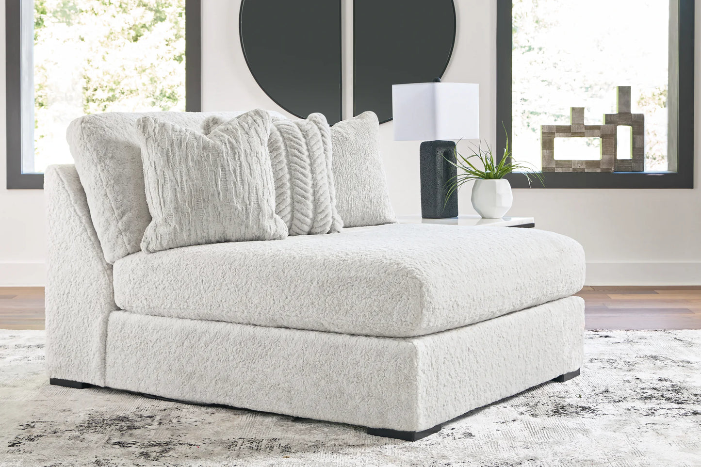 Cuddle Plush - 5-Piece Sectional With Armless Chaise And RAF Corner Chair - Arctic