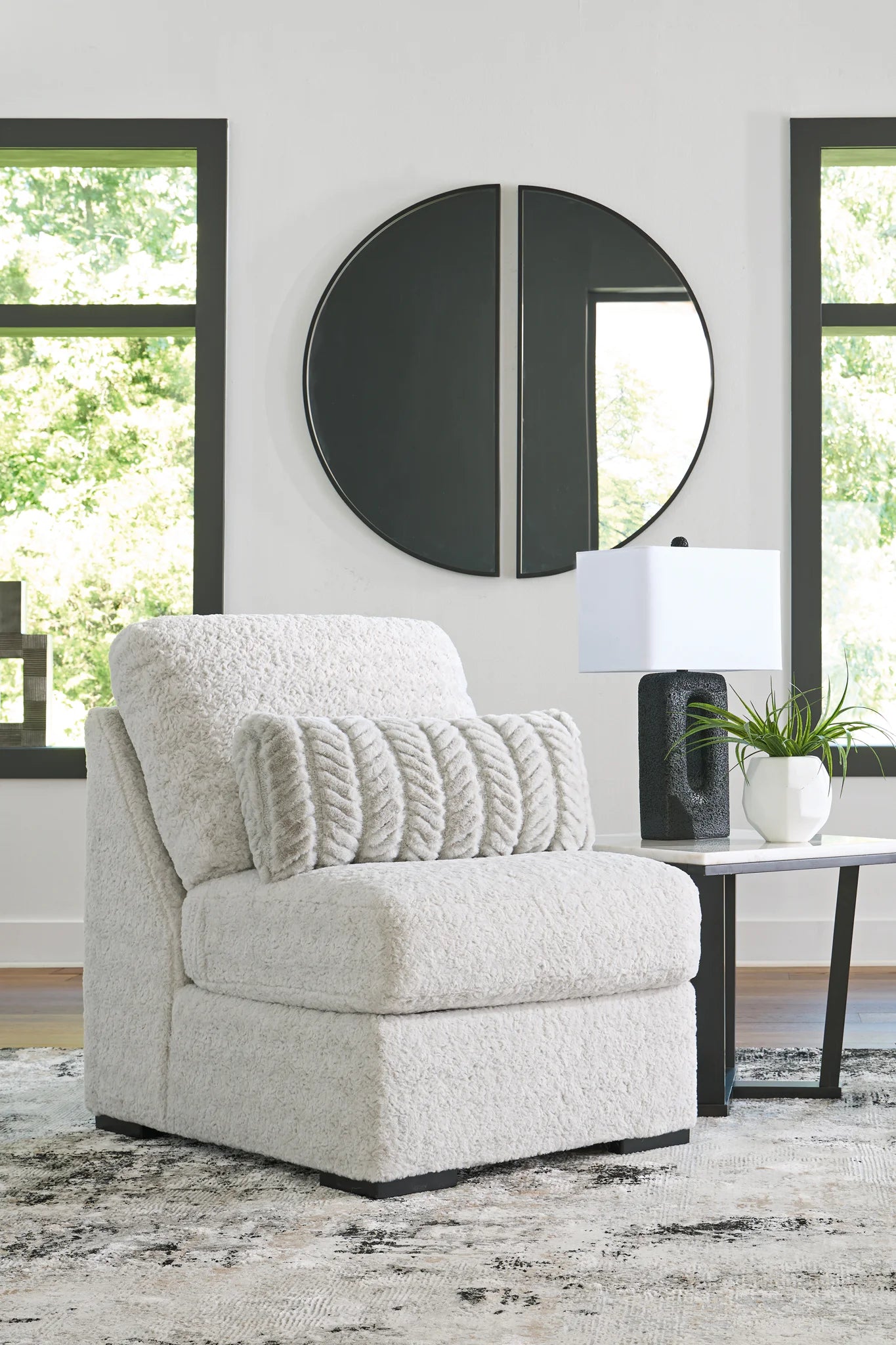 Cuddle Plush - 5-Piece Sectional With Armless Chaise And RAF Corner Chair - Arctic