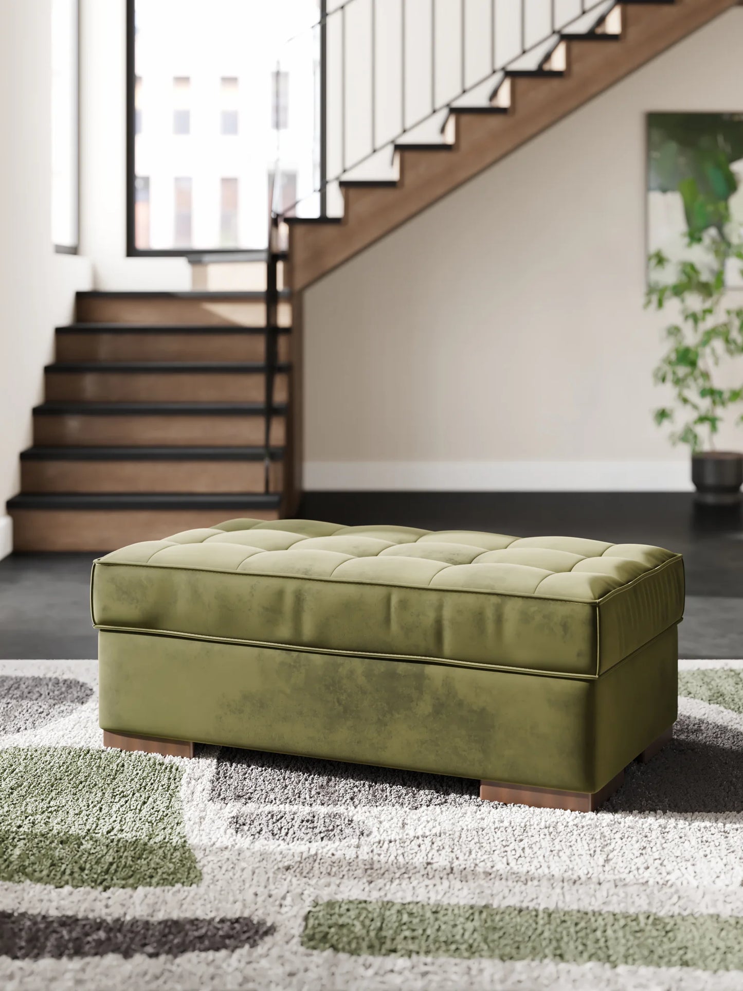 Caspian-Town - Olive - Oversized Accent Ottoman