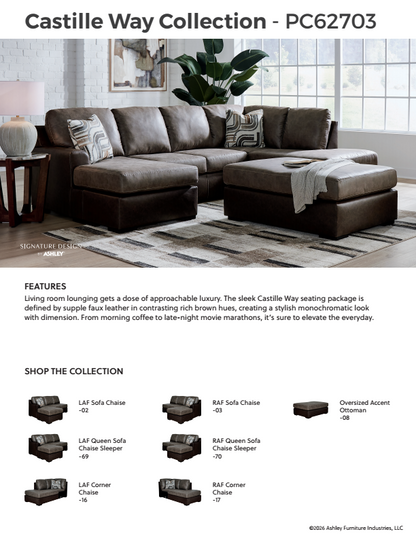 Castille Way - 2-Piece Sectional With RAF Corner Chaise - Fossil