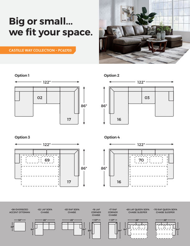Castille Way - 2-Piece Sectional With RAF Corner Chaise - Fossil