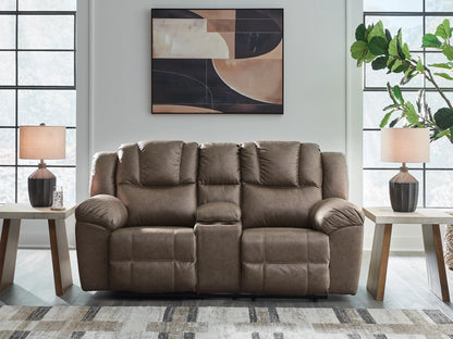 Lowilla - Driftwood - Double Reclining Loveseat With Console