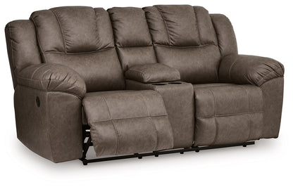 Lowilla - Driftwood - Double Reclining Loveseat With Console