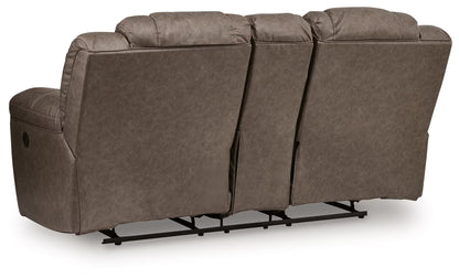 Lowilla - Driftwood - Double Reclining Loveseat With Console