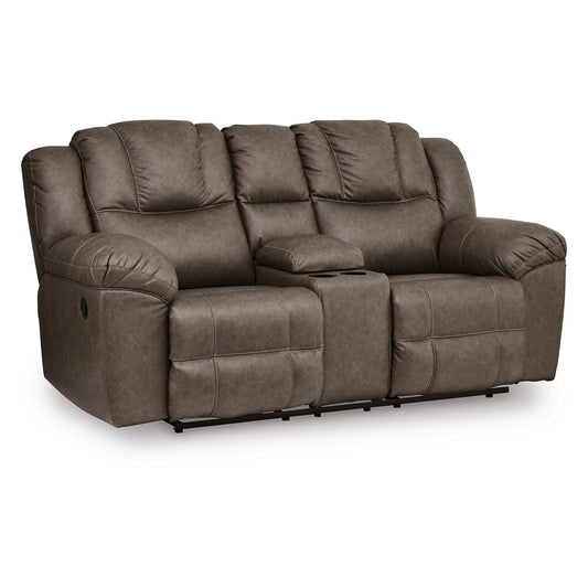Lowilla - Driftwood - Double Reclining Loveseat With Console