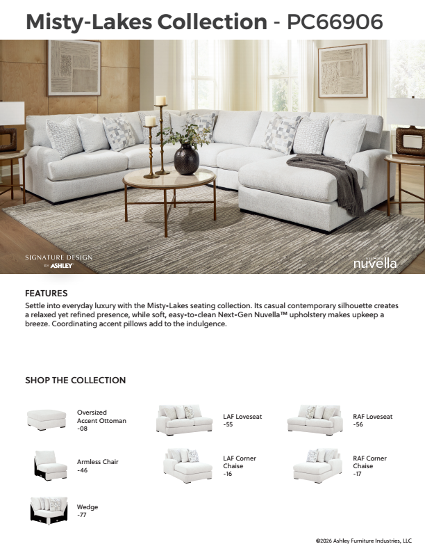 Misty-Lakes - 4-Piece Double Chaise Sectional - Chalk