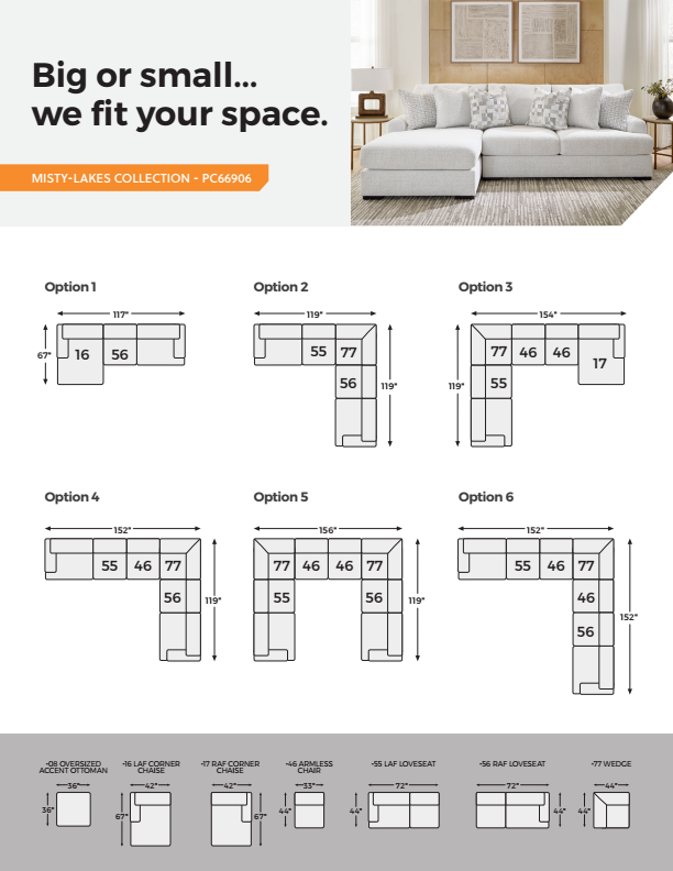 Misty-Lakes - 4-Piece Double Chaise Sectional - Chalk