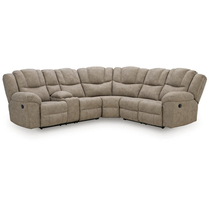 Pearce-Pike - 3-Piece Reclining Sectional With LAF Reclining Loveseat With Console - Birch