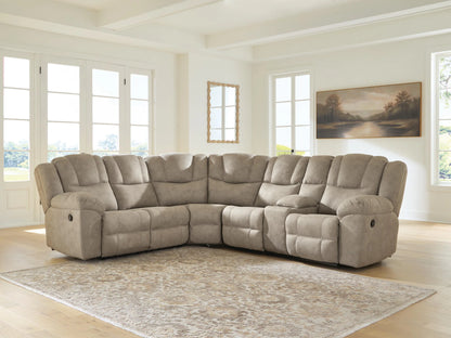 Pearce-Pike - 3-Piece Reclining Sectional With RAF Reclining Loveseat With Console - Birch