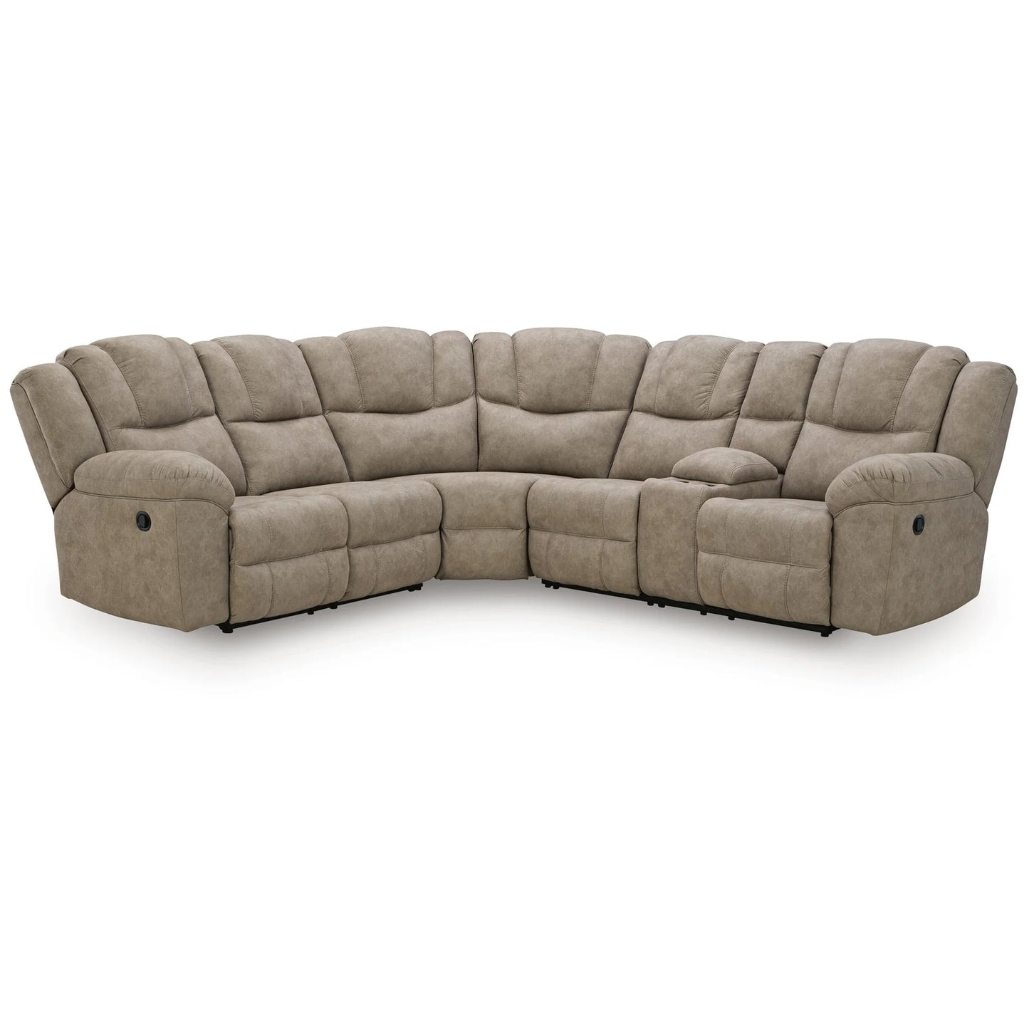 Pearce-Pike - 3-Piece Reclining Sectional With RAF Reclining Loveseat With Console - Birch