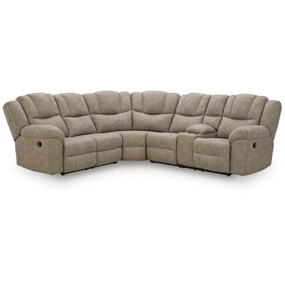 Pearce-Pike - 3-Piece Reclining Sectional With RAF Reclining Loveseat With Console - Birch