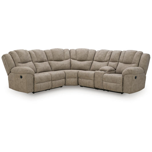 Pearce-Pike - 3-Piece Reclining Sectional With RAF Reclining Loveseat With Console - Birch