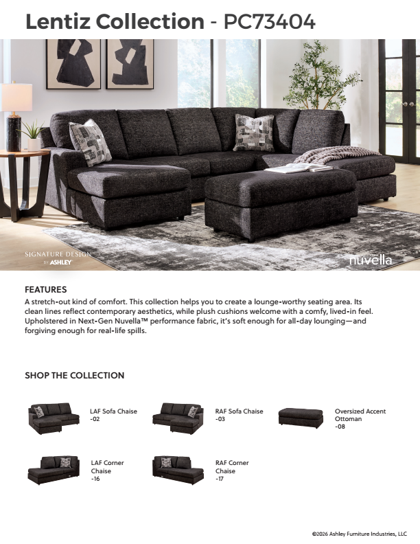 Lentiz - 2-Piece Sectional With LAF Corner Chaise - Onyx